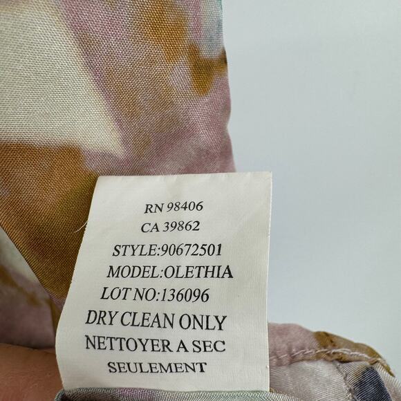 Theory blouse 100% silk watercolor floral sleeveless tie neck sash fairy small - Picture 8 of 8